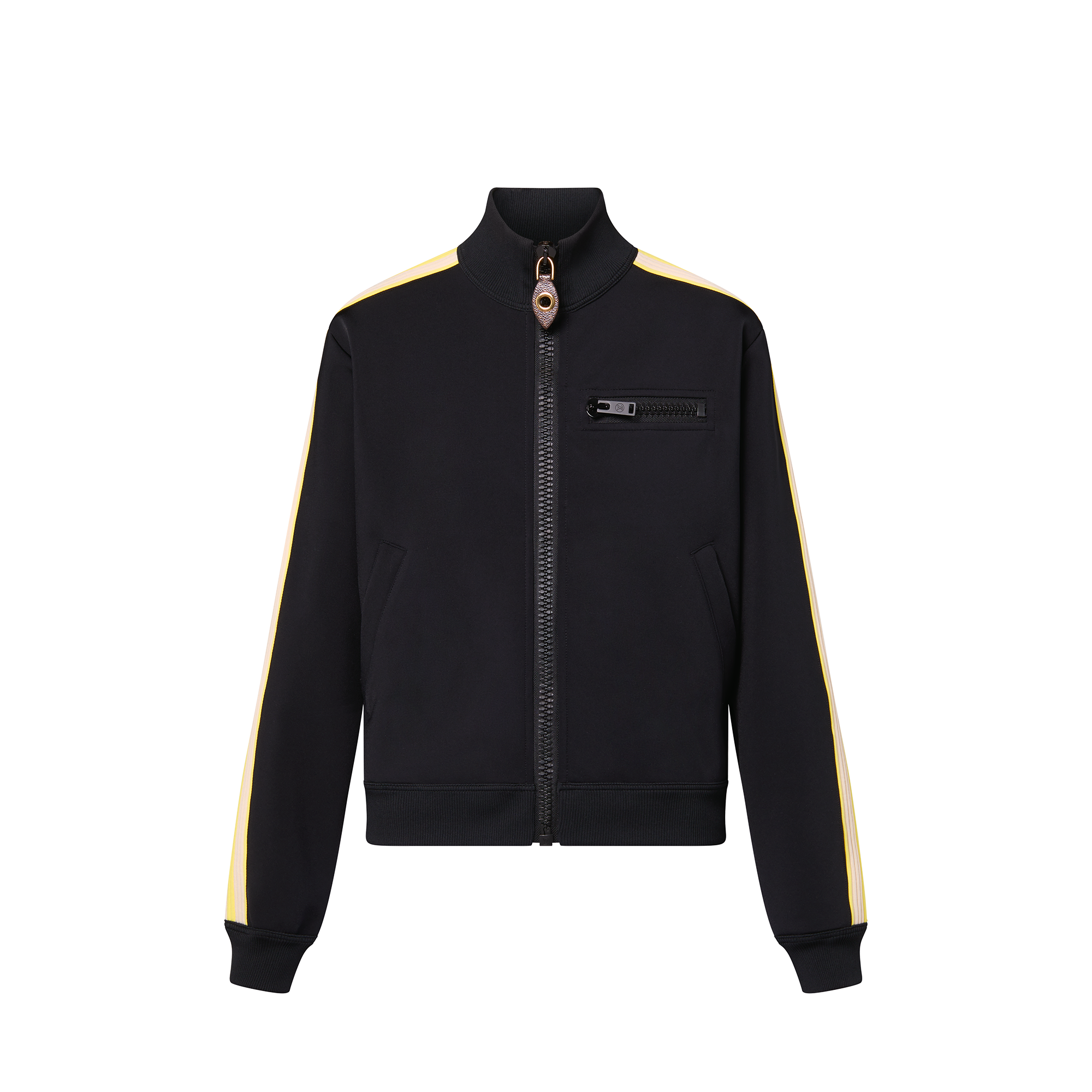 Piped Sleeve Sporty Zip Up Jacket Luxury Black LOUIS VUITTON